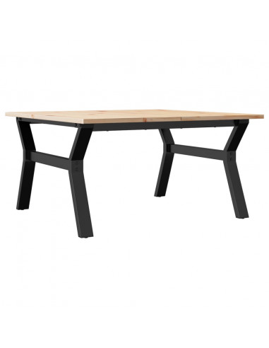 Tavolino da Salotto Telaio a Y 90x90x45cm Massello Pino e Ghisa