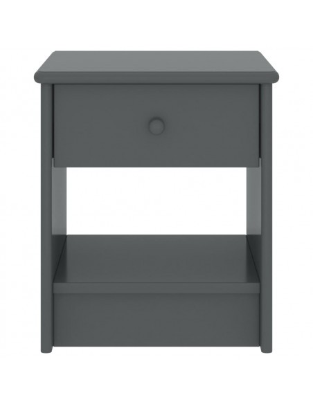 Comodino Grigio Scuro 35x30x40 cm in Legno Massello di Pino