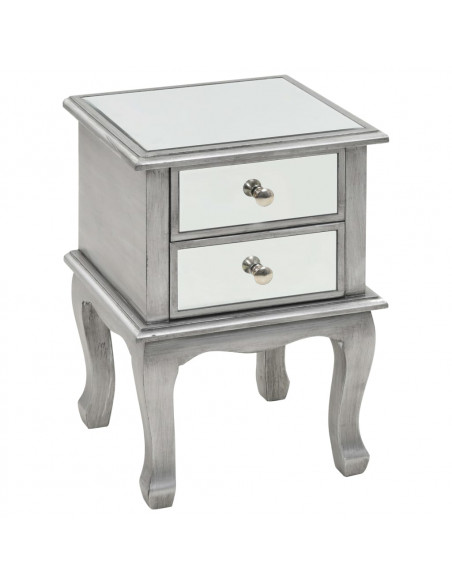Comodino Specchiato in MDF e Vetro 34,5x30x50 cm