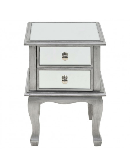 Comodino Specchiato in MDF e Vetro 34,5x30x50 cm