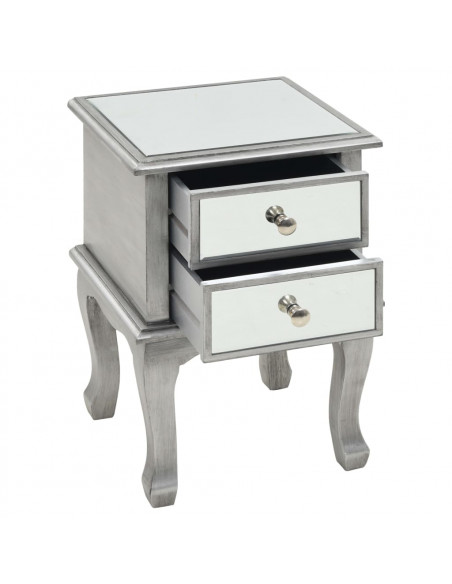 Comodino Specchiato in MDF e Vetro 34,5x30x50 cm