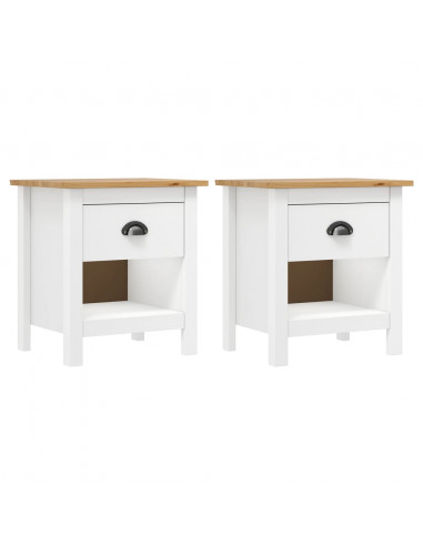 Comodini Hill 2 pz 46x35x49,5 cm Legno Massello di Pino