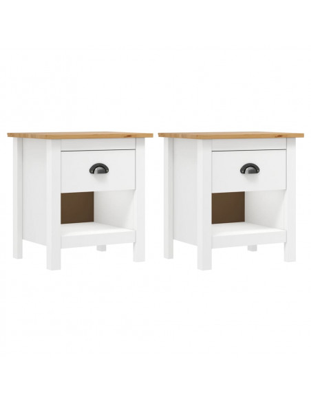 Comodini Hill 2 pz 46x35x49,5 cm Legno Massello di Pino