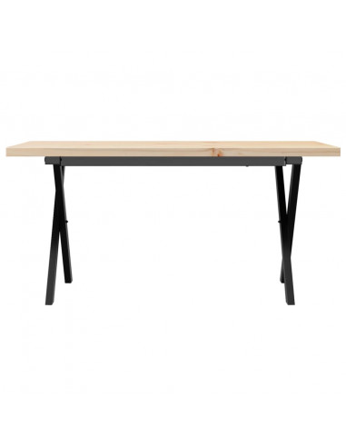 Tavolino Salotto Telaio a X 100x50x45,5 cm Legno Pino e Acciaio
