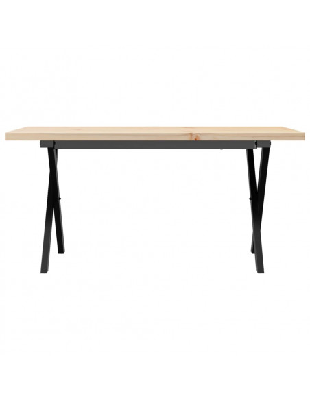 Tavolino Salotto Telaio a X 100x50x45,5 cm Legno Pino e Acciaio