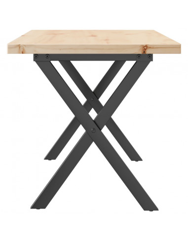 Tavolino Salotto Telaio a X 100x50x45,5 cm Legno Pino e Acciaio