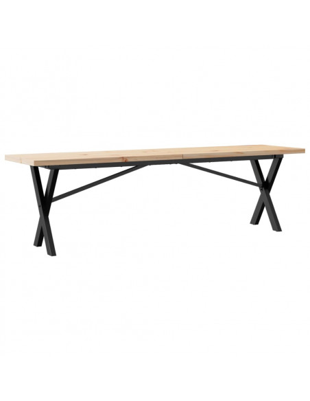 Tavolino Salotto Telaio a X 160x40x45,5cm Massello Pino e Ghisa