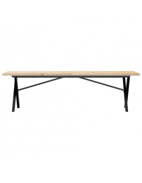 Tavolino Salotto Telaio a X 160x40x45,5cm Massello Pino e Ghisa