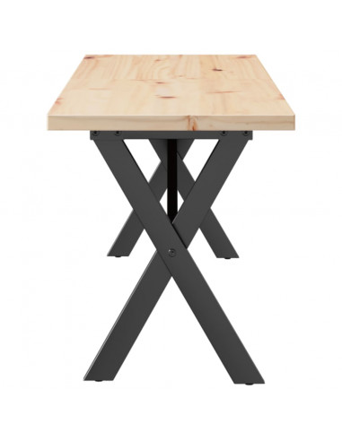 Tavolino Salotto Telaio a X 160x40x45,5cm Massello Pino e Ghisa