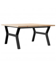 Tavolino Salotto Telaio a Y 90x90x45,5cm Massello Pino e Ghisa 2