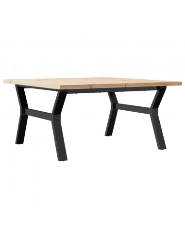 Tavolino Salotto Telaio a Y 90x90x45,5cm Massello Pino e Ghisa