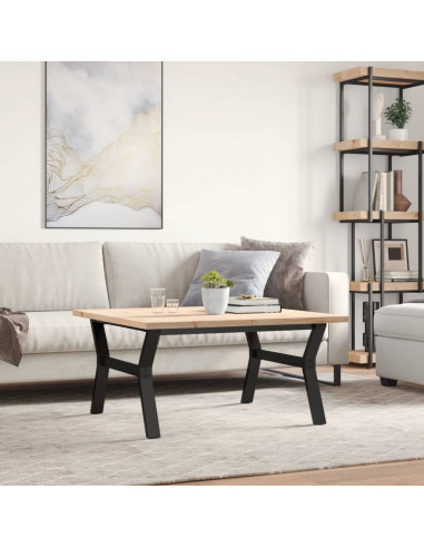 Tavolino Salotto Telaio a Y 90x90x45,5cm Massello Pino e Ghisa