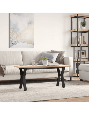 Tavolino Salotto Telaio a Y 110x40x45,5cm Massello Pino e Ghisa
