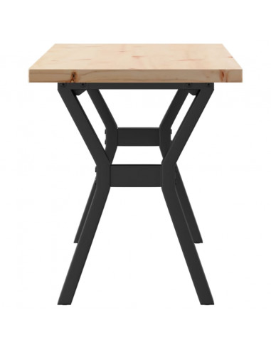 Tavolino Salotto Telaio a Y 110x40x45,5cm Massello Pino e Ghisa