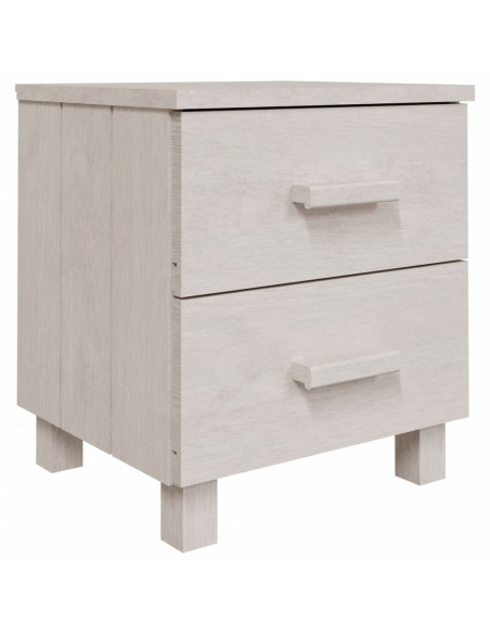 Comodino HAMAR Bianco 40x35x44,5 cm in Legno Massello di Pino