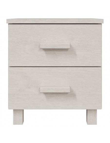 Comodino HAMAR Bianco 40x35x44,5 cm in Legno Massello di Pino