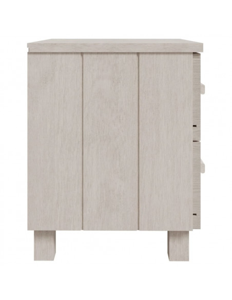 Comodino HAMAR Bianco 40x35x44,5 cm in Legno Massello di Pino