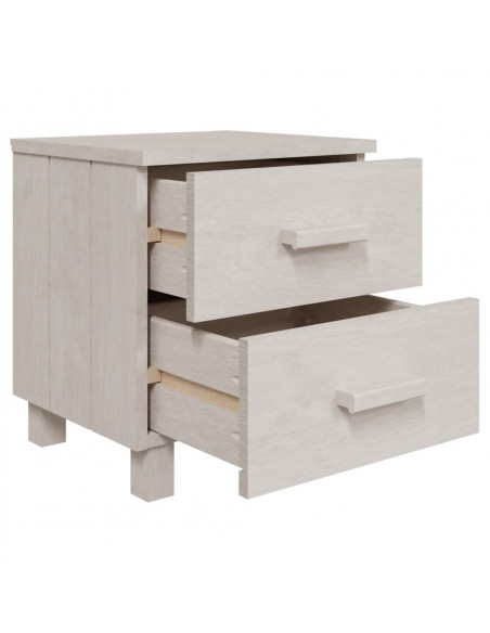 Comodino HAMAR Bianco 40x35x44,5 cm in Legno Massello di Pino