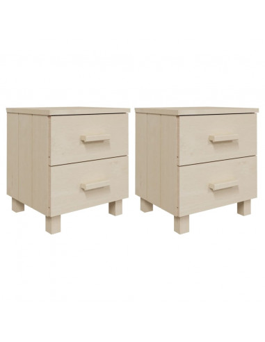 Comodini HAMAR 2 pz Miele 40x35x44,5 cm Legno Massello di Pino