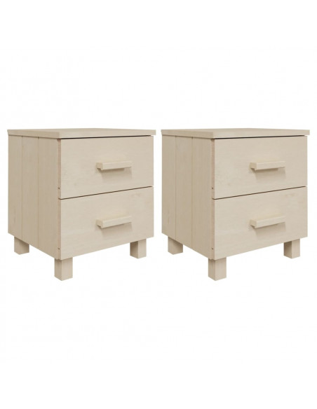 Comodini HAMAR 2 pz Miele 40x35x44,5 cm Legno Massello di Pino