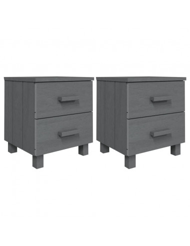 Comodini HAMAR 2 pz Grigio Scuro 40x35x44,5 cm in Legno di Pino