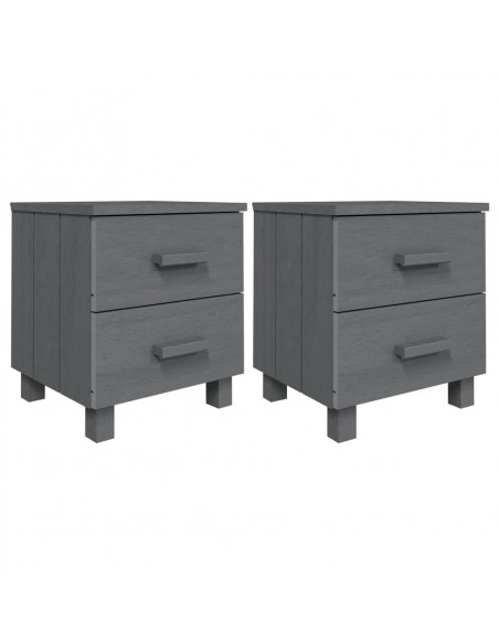Comodini HAMAR 2 pz Grigio Scuro 40x35x44,5 cm in Legno di Pino