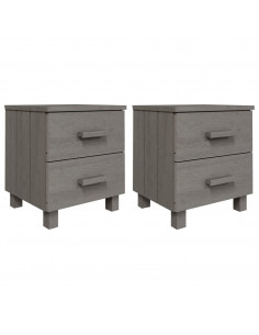 Comodini HAMAR 2 pz Grigio Chiaro 40x35x44,5 cm Legno di Pino 2