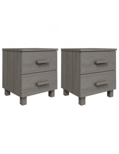 Comodini HAMAR 2 pz Grigio Chiaro 40x35x44,5 cm Legno di Pino