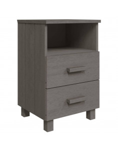 Comodino HAMAR Grigio Chiaro 40x35x62 cm Legno Massello di Pino 2