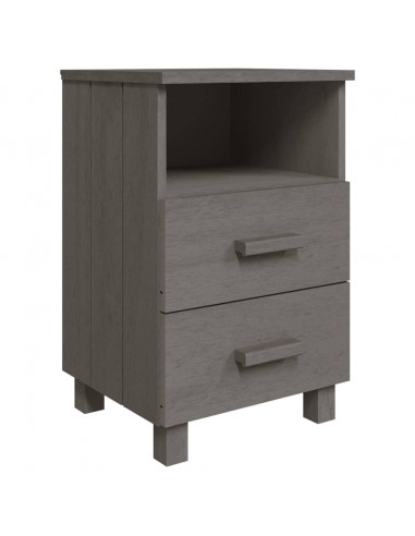 Comodino HAMAR Grigio Chiaro 40x35x62 cm Legno Massello di Pino