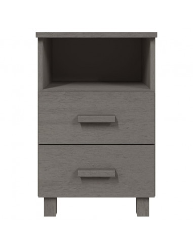 Comodino HAMAR Grigio Chiaro 40x35x62 cm Legno Massello di Pino