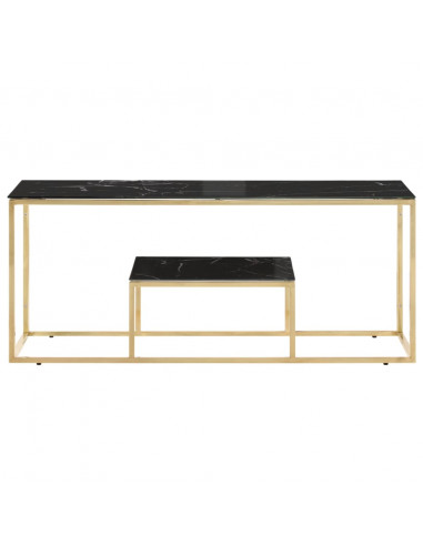 Tavolino Salotto Dorato Acciaio Inossidabile e Vetro Temperato