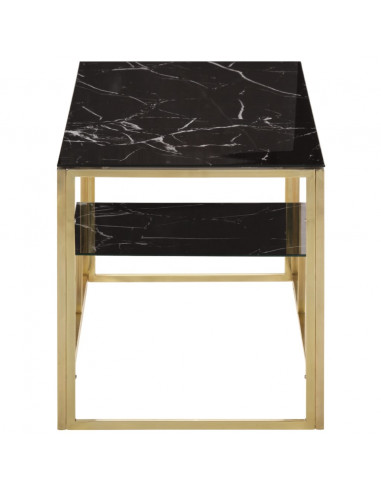 Tavolino Salotto Dorato Acciaio Inossidabile e Vetro Temperato