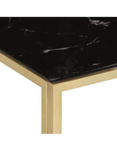 Tavolino Salotto Dorato Acciaio Inossidabile e Vetro Temperato