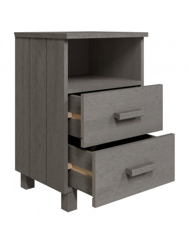 Comodino HAMAR Grigio Chiaro 40x35x62 cm Legno Massello di Pino