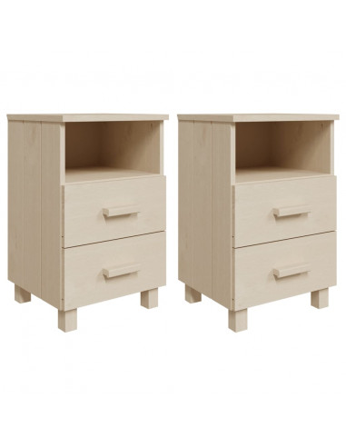 Comodini HAMAR 2 pz Miele 40x35x62 cm Legno Massello di Pino