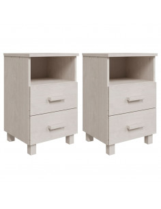 Comodini HAMAR 2 pz Bianchi 40x35x62 cm in Legno di Pino 2