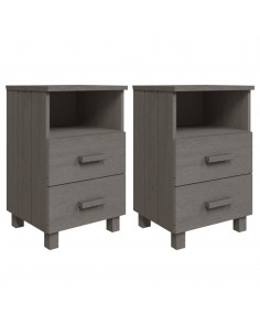 Comodini HAMAR 2 pz Grigio Chiaro 40x35x62 cm Legno di Pino 2