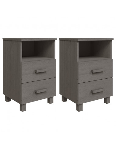 Comodini HAMAR 2 pz Grigio Chiaro 40x35x62 cm Legno di Pino
