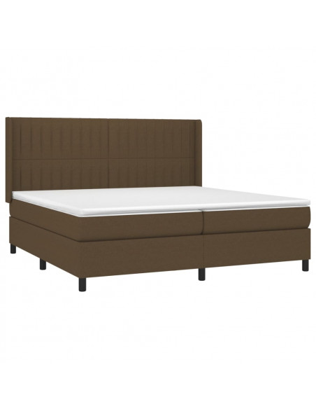 Giroletto a Molle con Materasso Marrone Scuro 200x200cm Tessuto
