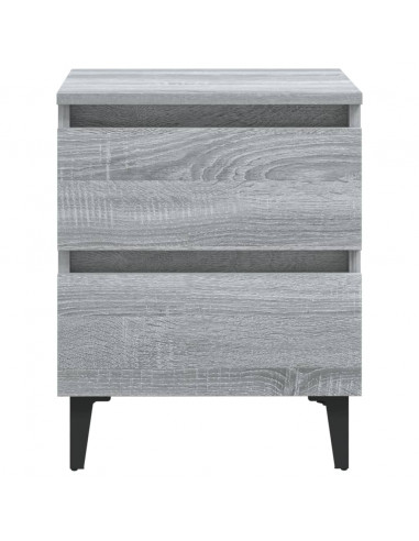 Comodino con Gambe in Metallo Grigio Sonoma 40x35x50 cm