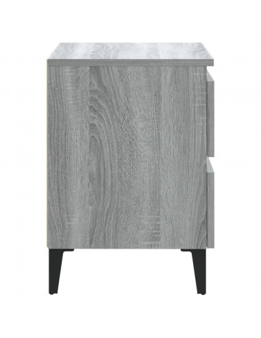 Comodino con Gambe in Metallo Grigio Sonoma 40x35x50 cm