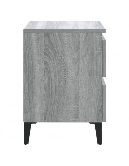 Comodino con Gambe in Metallo Grigio Sonoma 40x35x50 cm