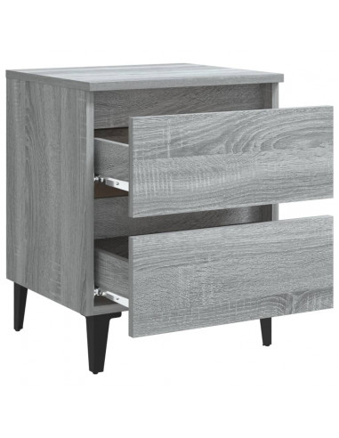 Comodino con Gambe in Metallo Grigio Sonoma 40x35x50 cm