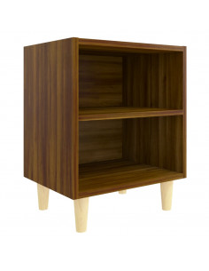 Comodino con Gambe in Legno Massello Rovere Marrone 40x35x50cm 2