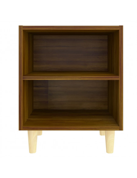 Comodino con Gambe in Legno Massello Rovere Marrone 40x35x50cm