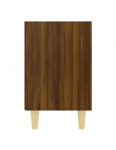 Comodino con Gambe in Legno Massello Rovere Marrone 40x35x50cm
