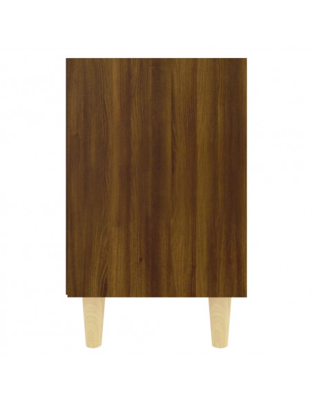 Comodino con Gambe in Legno Massello Rovere Marrone 40x35x50cm