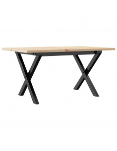 Tavolino da Salotto Telaio a X 80x50x40cm Massello Pino e Ghisa 2