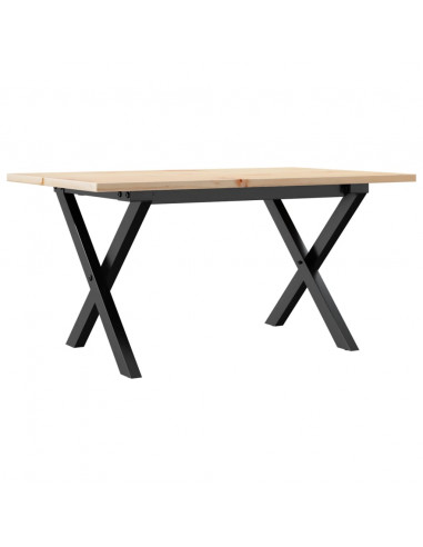 Tavolino da Salotto Telaio a X 80x50x40cm Massello Pino e Ghisa